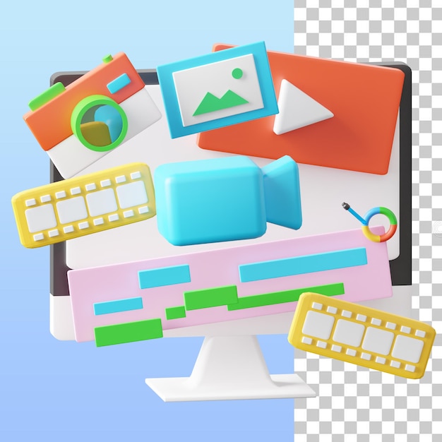 PSD video editing 3d illustration