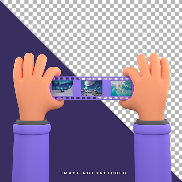 PSD video editing photograph hand gesture tool template space 3d illustration editable