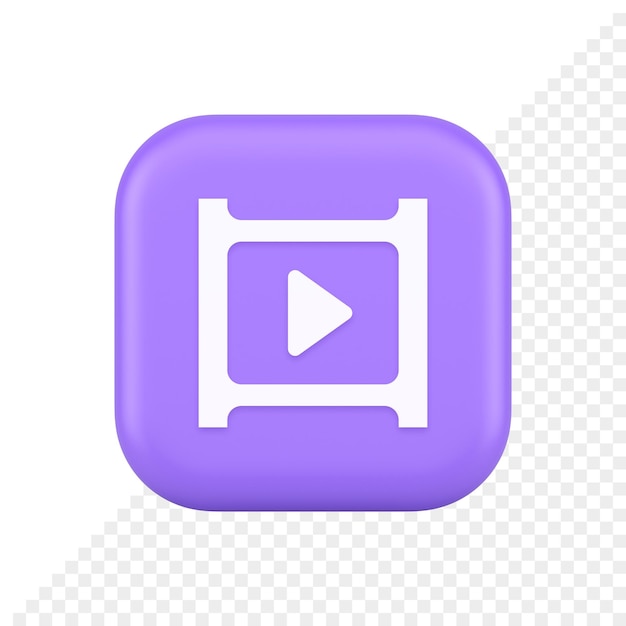PSD Кнопка воспроизведения мультимедийного контента видеофильма цифровой плеер, транслирующий 3d реалистичную иконку