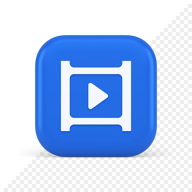 PSD video film multimedia content play button digital player broadcasting 3d realistic icon