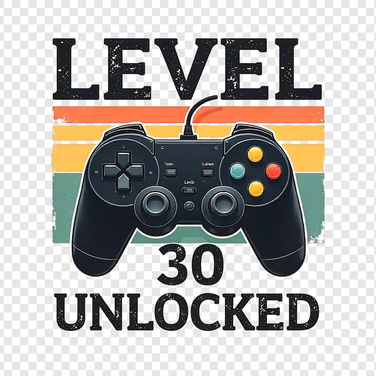 PSD a video game controller with the word level