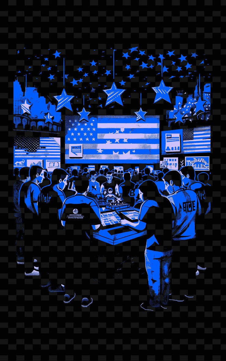 PSD a video game convention scene with people playing and demoin creative illustration idea designs