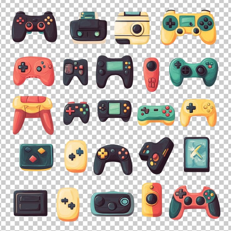 PSD video games illustrations on transparent background