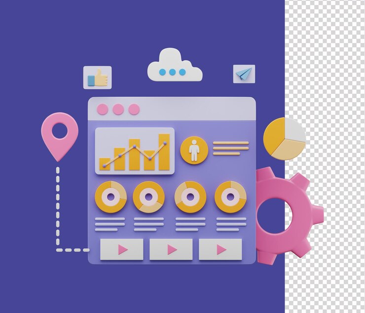PSD video marketing 3d illustration