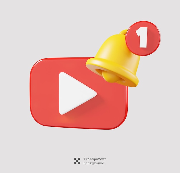 PSD video notifications, subscribe reminder for video isolated. video, streaming and multimedia icon. 3d