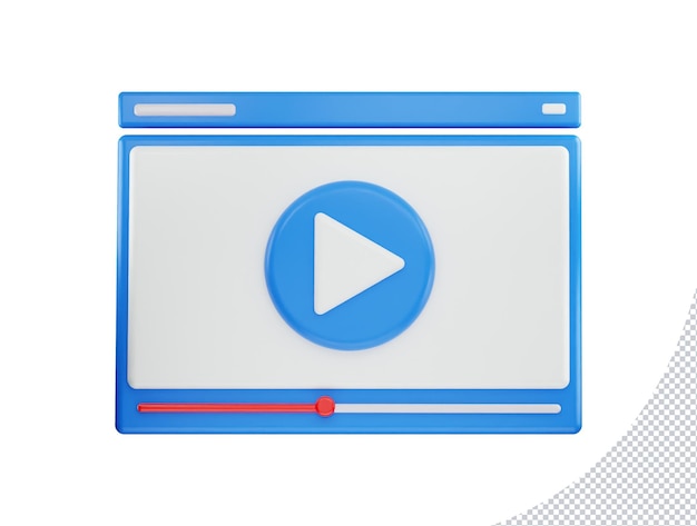 PSD video player or media player icon 3d rendering vector illustration