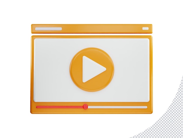 Video player or media player icon 3d rendering vector illustration