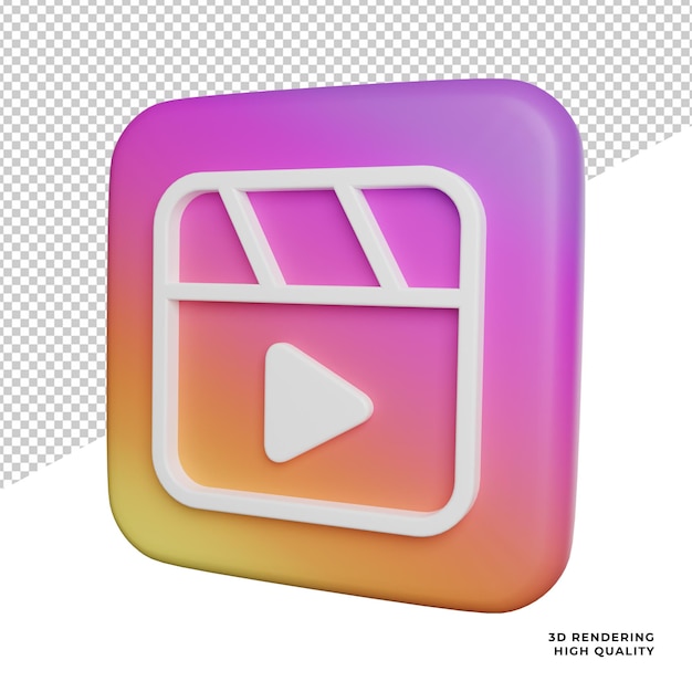 Video Reels Post Social Media side view icon 3d rendering illustration on transparent background