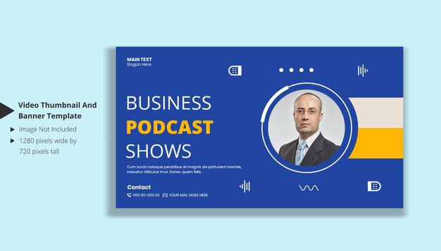 PSD video thumbnail and banner design for live business podcast shows