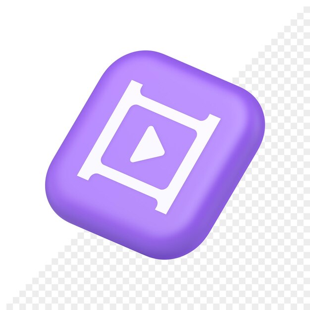 Videoelokuva multimedia sisältö toistopainike digitaalinen soitin lähetys symboli sovellus verkkosivusto kuvake 3D-renderöinti