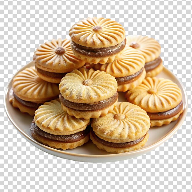 PSD viennese biscuits on plate isolated on transparent background