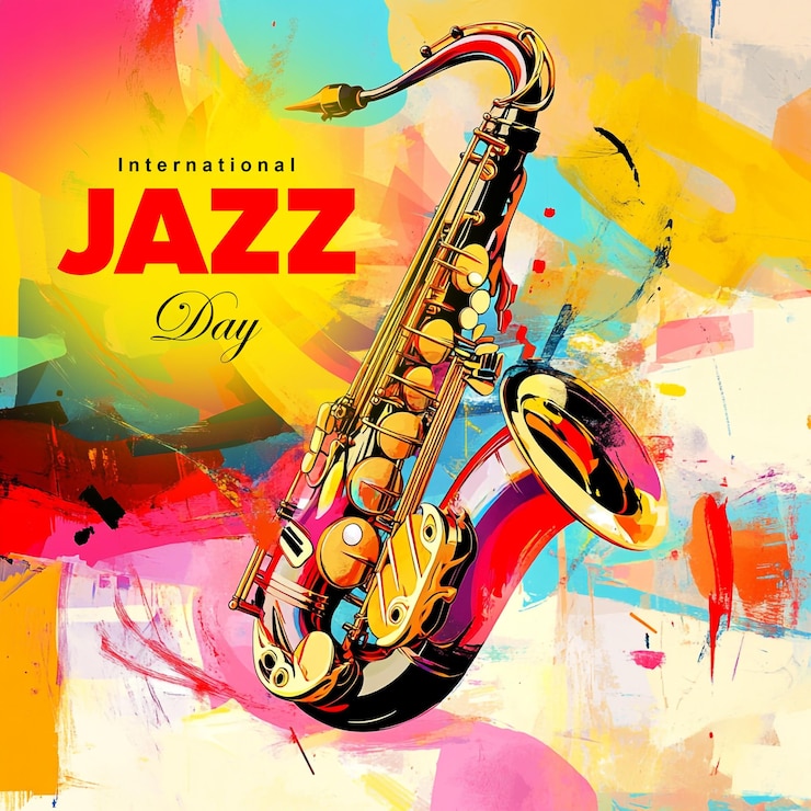PSD vier de muziek met prachtige jazzdagbanners