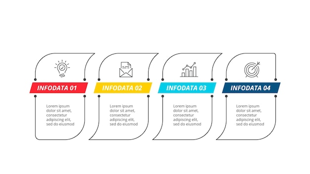 Vier dunne lijn infographic banners Sjabloon voor presentatie met 4 opties