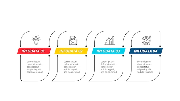 Vier dunne lijn infographic banners sjabloon voor presentatie met 4 opties