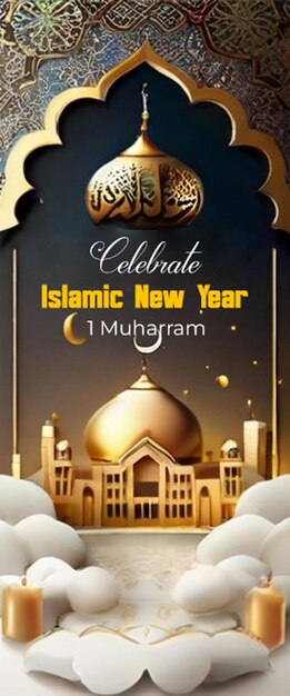PSD vier het islamitische nieuwe jaar met moskeeachtergrond