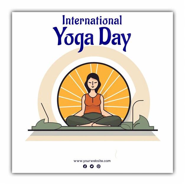 Vier internationale yoga dag voor sociale media post.