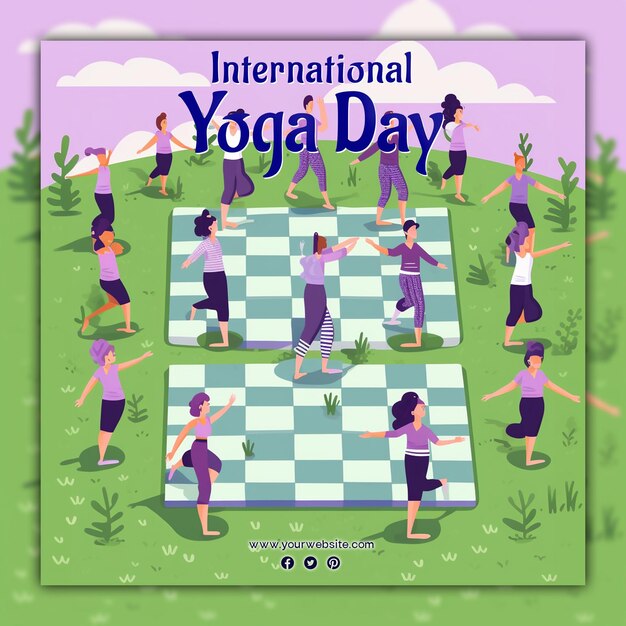 PSD vier internationale yoga dag voor sociale media post.