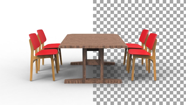 PSD vier rode caféstoel met schaduw 3d render