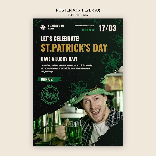 PSD vier st. patrick's day-flyersjabloon