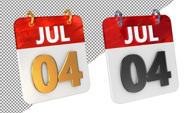 Vierde 4 juli Datum 3D Icon Isolated Gold amp Glossy 3D Rendering
