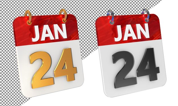 Vierentwintig 24 januari Datum 3D Icon Isolated Gold amp Glossy 3D Rendering