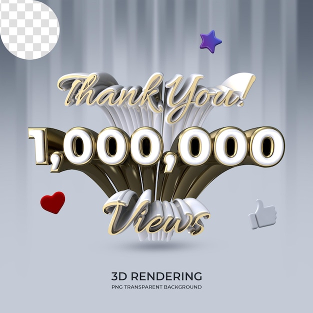 PSD viering 1 miljoen videoweergaven postersjabloon 3d-rendering