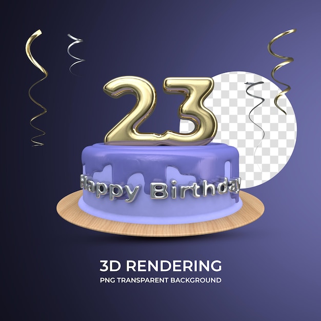 PSD viering 23 jaar oude verjaardag 3d-rendering