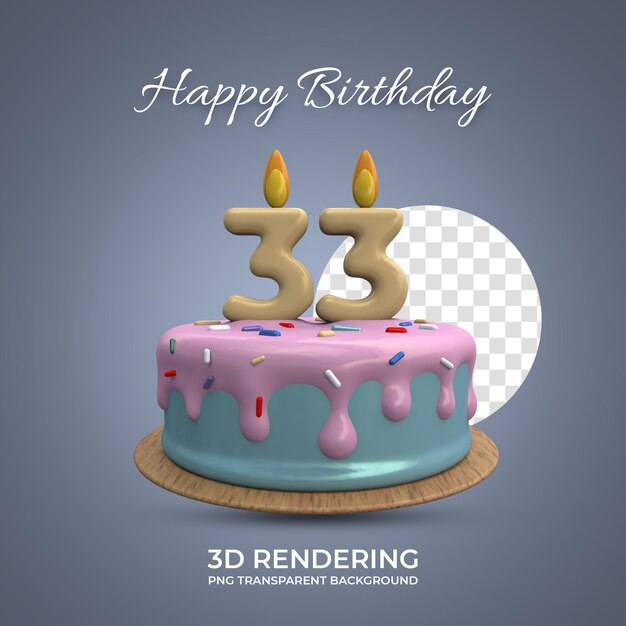 Viering 33 jaar oude verjaardag 3D-rendering