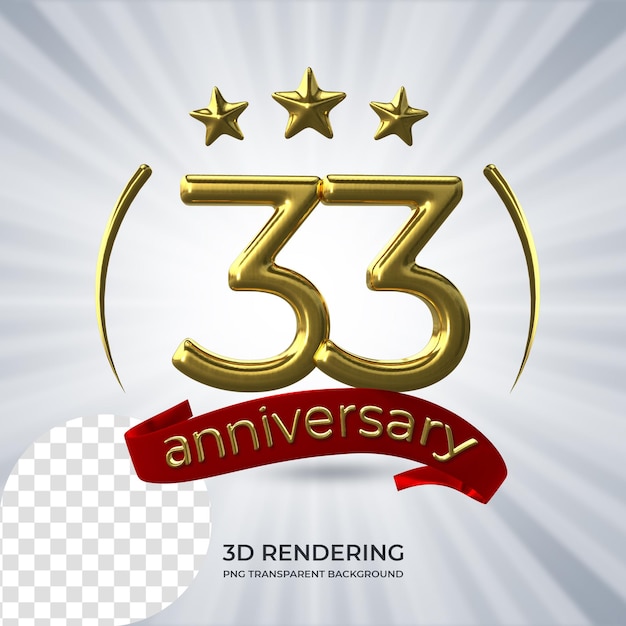 Viering 33 verjaardag poster 3d-rendering