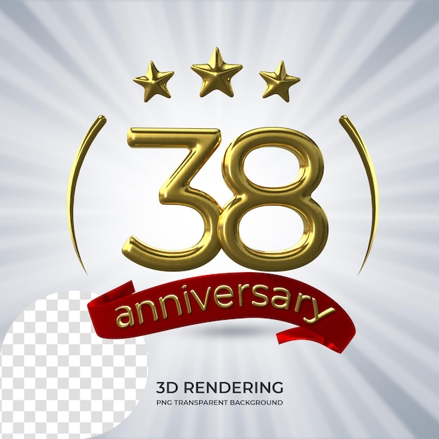 PSD viering 38 verjaardag poster 3d-rendering