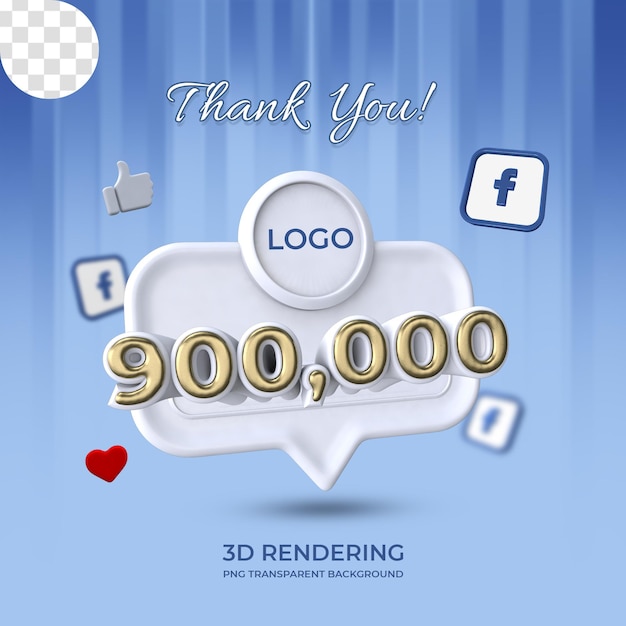 Viering facebook-pagina 90k likes poster sjabloon 3d-rendering