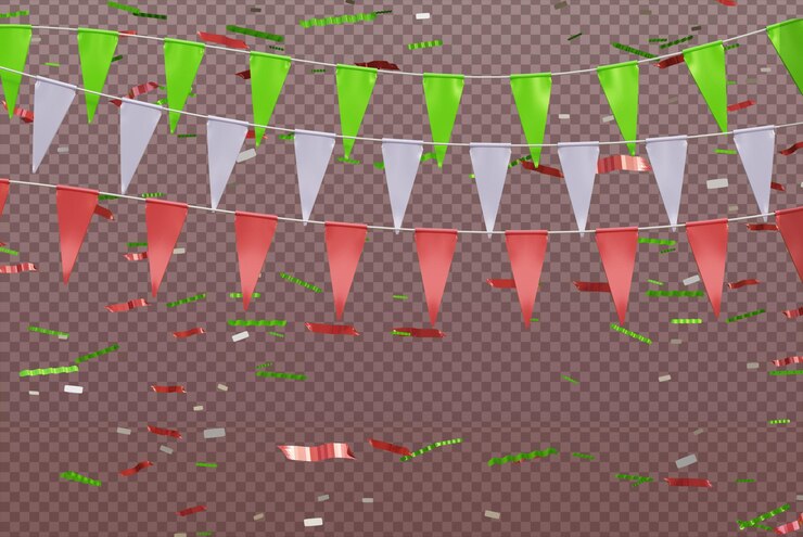 PSD viering frame met confetti kleurrijke linten