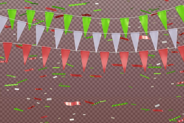 PSD viering frame met confetti kleurrijke linten
