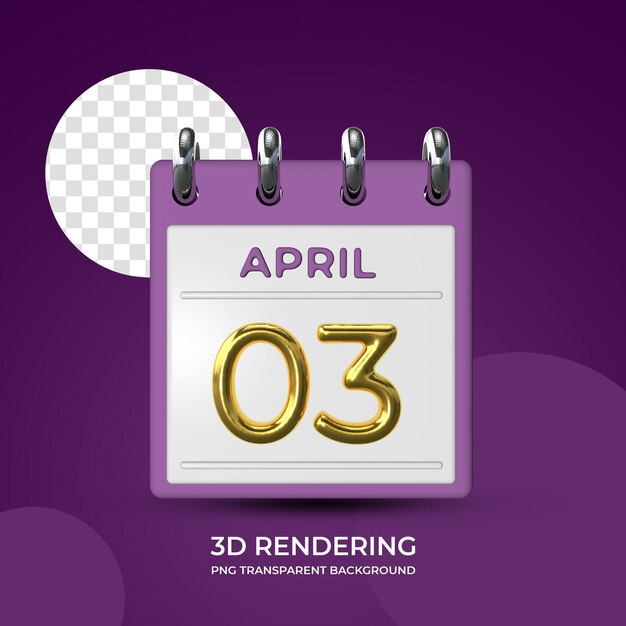 PSD viering op 3 april postersjabloon 3d-rendering