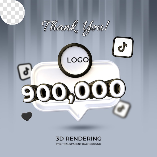 PSD viering tiktok 90k volgers poster sjabloon 3d-rendering