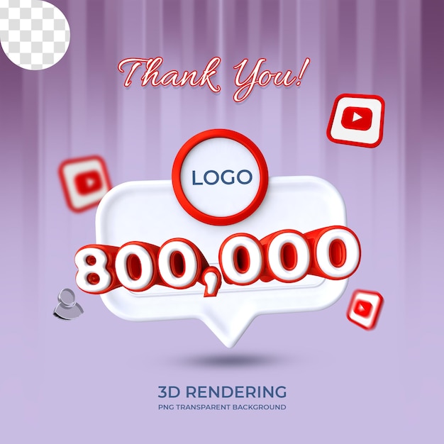 PSD viering youtube 80k abonnees poster sjabloon 3d-rendering