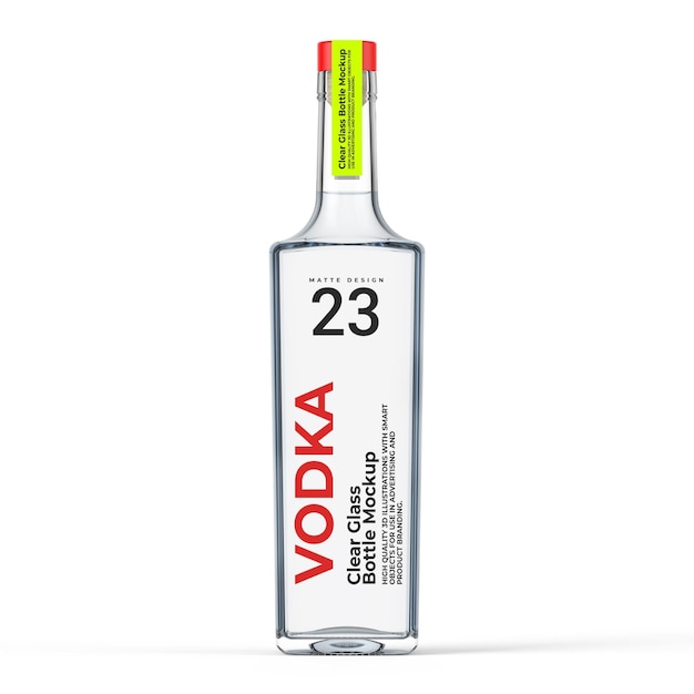 PSD vierkant alcohol glazen fles mockup