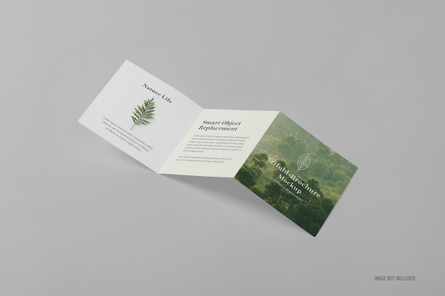 Vierkante driebladige brochure mockup-sjabloon