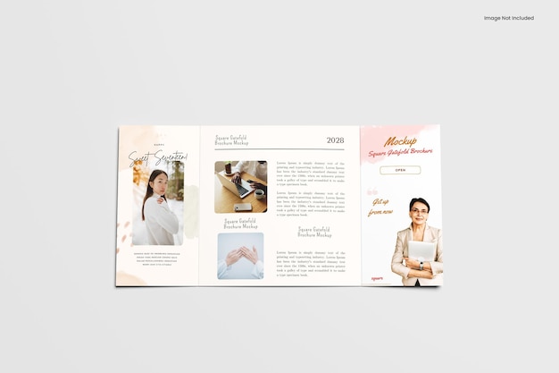 PSD vierkante gate fold brochure mockup