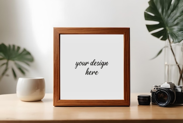 PSD vierkante houten frame mockup psd