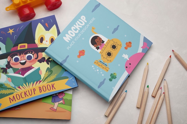 Vierkante mockup van een kinderboek