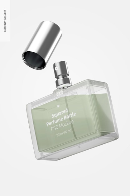 Vierkante parfumfles mockup, drijvend