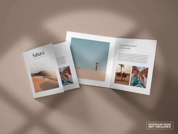 Vierkante tweevoudige brochure mockup