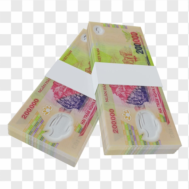 Vietnam Currency Dong 200.000: Stack of VND Vietnam banknote