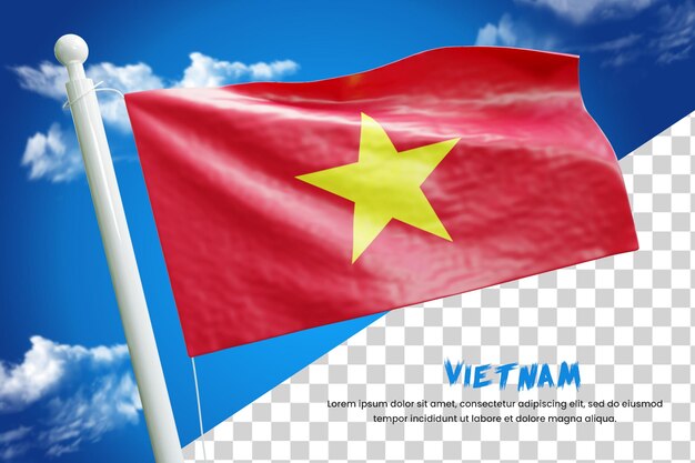 PSD vietnam realistic flag 3d render isolated or 3d vietnam waving flag illustration
