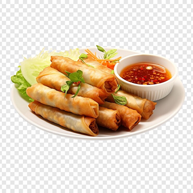 PSD vietnamese spring rolls isolated on transparent background
