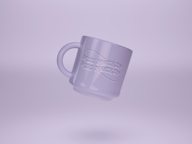 View of 3d mug mock-up levitating in the air