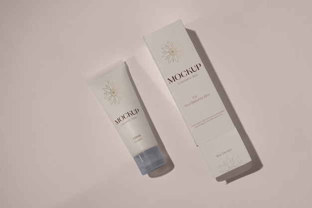 PSD view of beauty cream in mock-up packaging