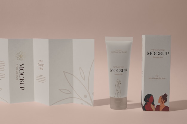 View of beauty cream in mock-up packaging