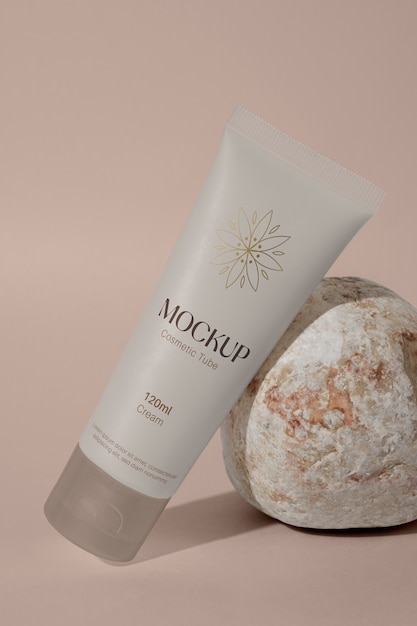 PSD view of beauty cream in mock-up packaging